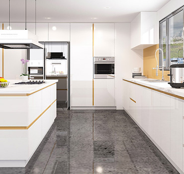 Design de armários de cozinha branco moderno personalizado
