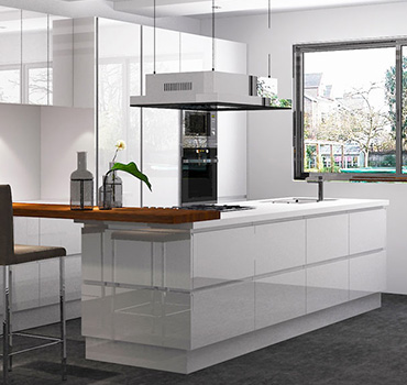 Design de armários de cozinha branco alto personalizado
