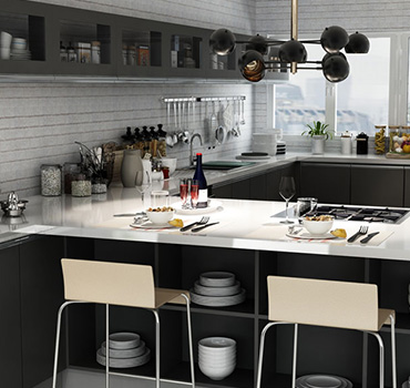 Design de armários de cozinha Shaker preto personalizado