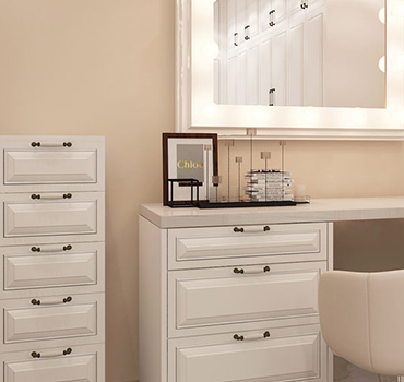 Guarda-roupa branco personalizado com espelho e gavetas Design