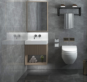 Design de vaidade de banheiro de madeira escura personalizado