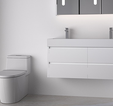 Armário de banheiro branco personalizado com design de pia