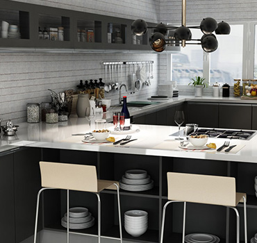 Design de armários de cozinha de fazenda colorido cinza personalizado