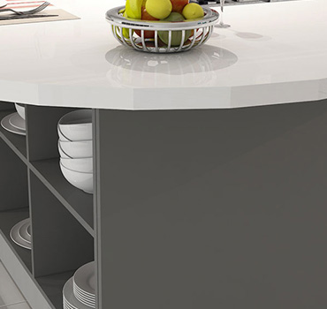 Design de armários de cozinha de brilho cinza personalizado